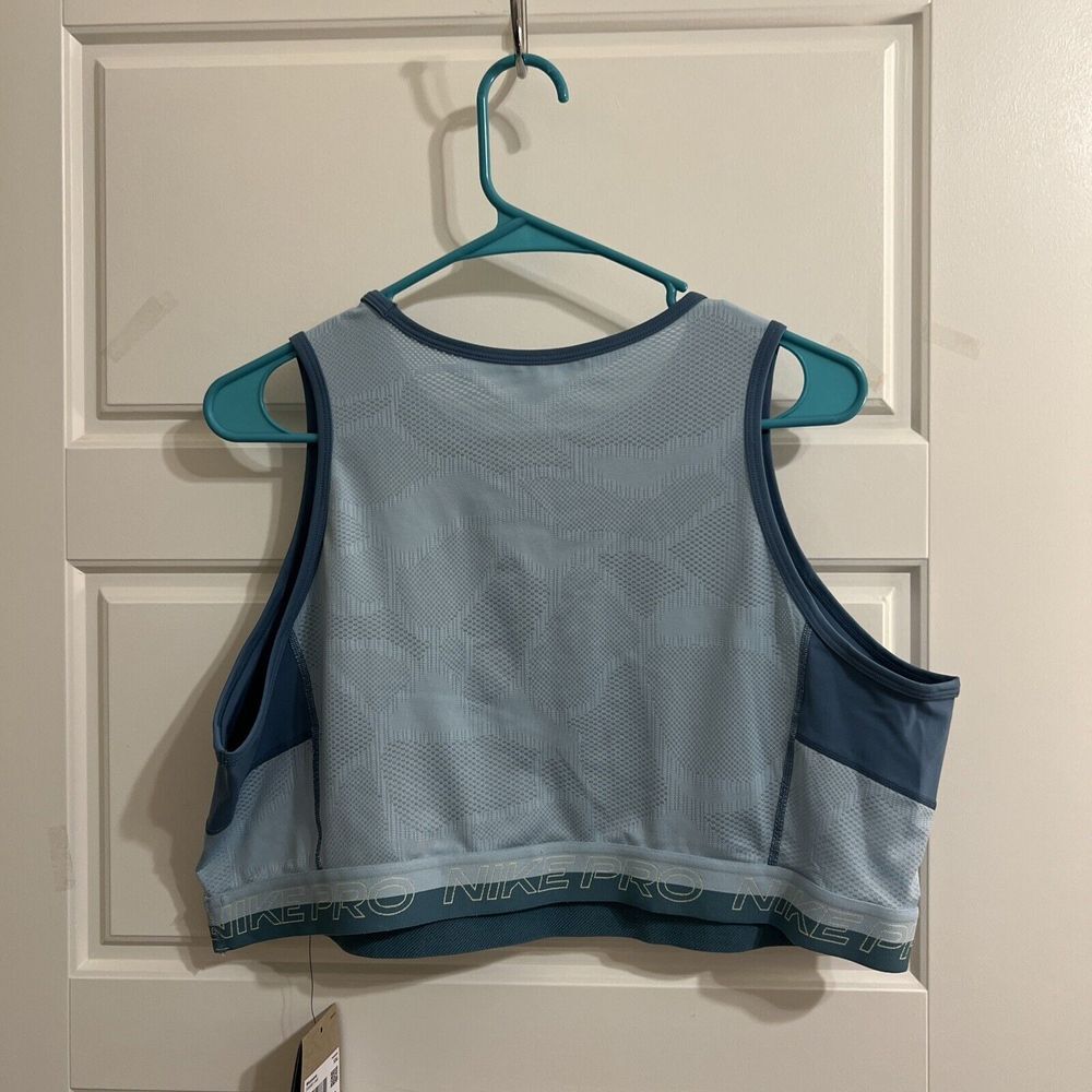 Nike Pro Dri-FIT Cropped Training Tank Top DX0061-440 Sea Blue Size‎ XXL - Picture 2 of 2